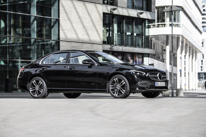 Mercedes C Class plug in hybrid vehicle exterior black